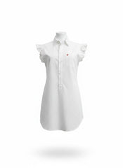 Dsquared2 White Cotton Poplin Ruffle Sleeve Shirt “I ❤️ D2” Embroidered – Size 40 | Statement Designer Summer Top