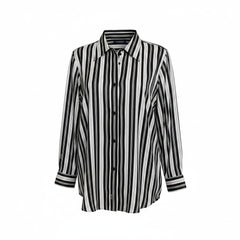 Camisa de seda Fendi a rayas blancas y negras, talla 48