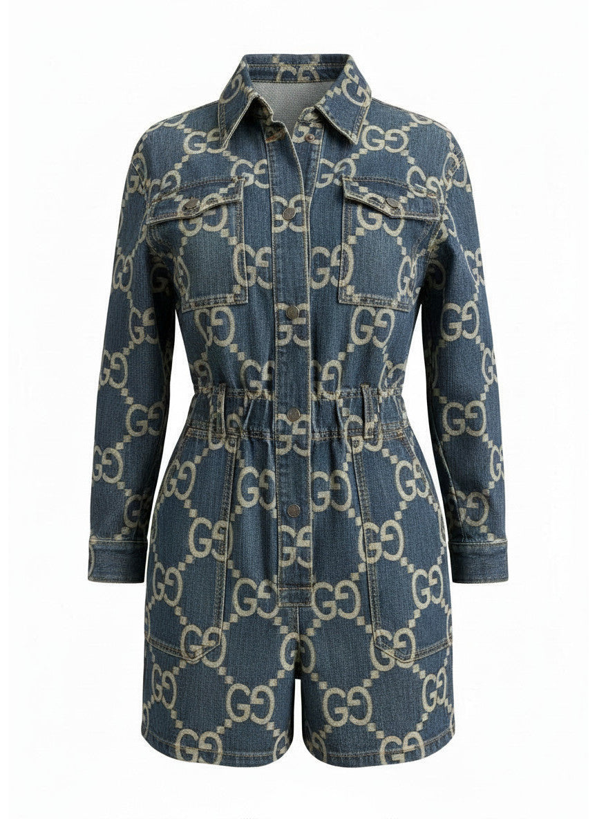 Gucci Jumbo GG Denim Playsuit Blue – Size 40
