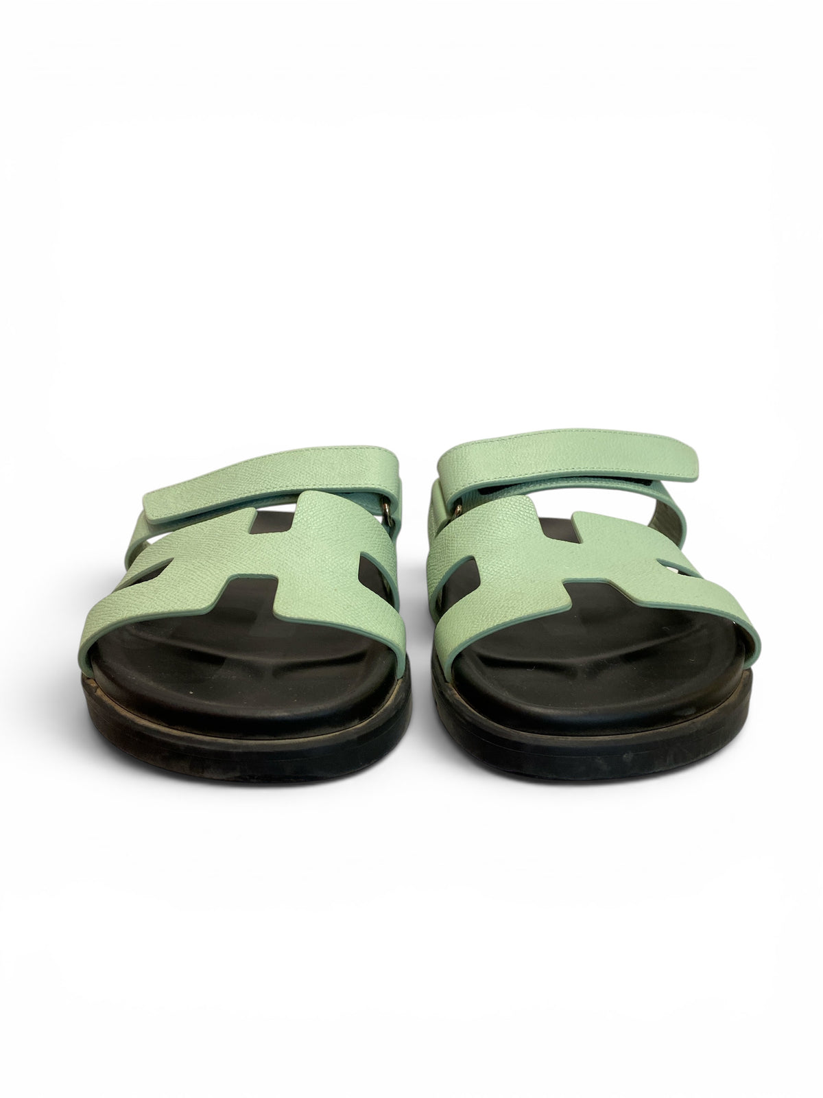 Hermès Chypre Sandals Vert Jade Epsom | Ultimate Luxury Comfort – Size 40.5