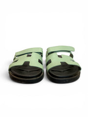 Hermès Chypre Sandals Vert Jade Epsom | Ultimate Luxury Comfort – Size 40.5