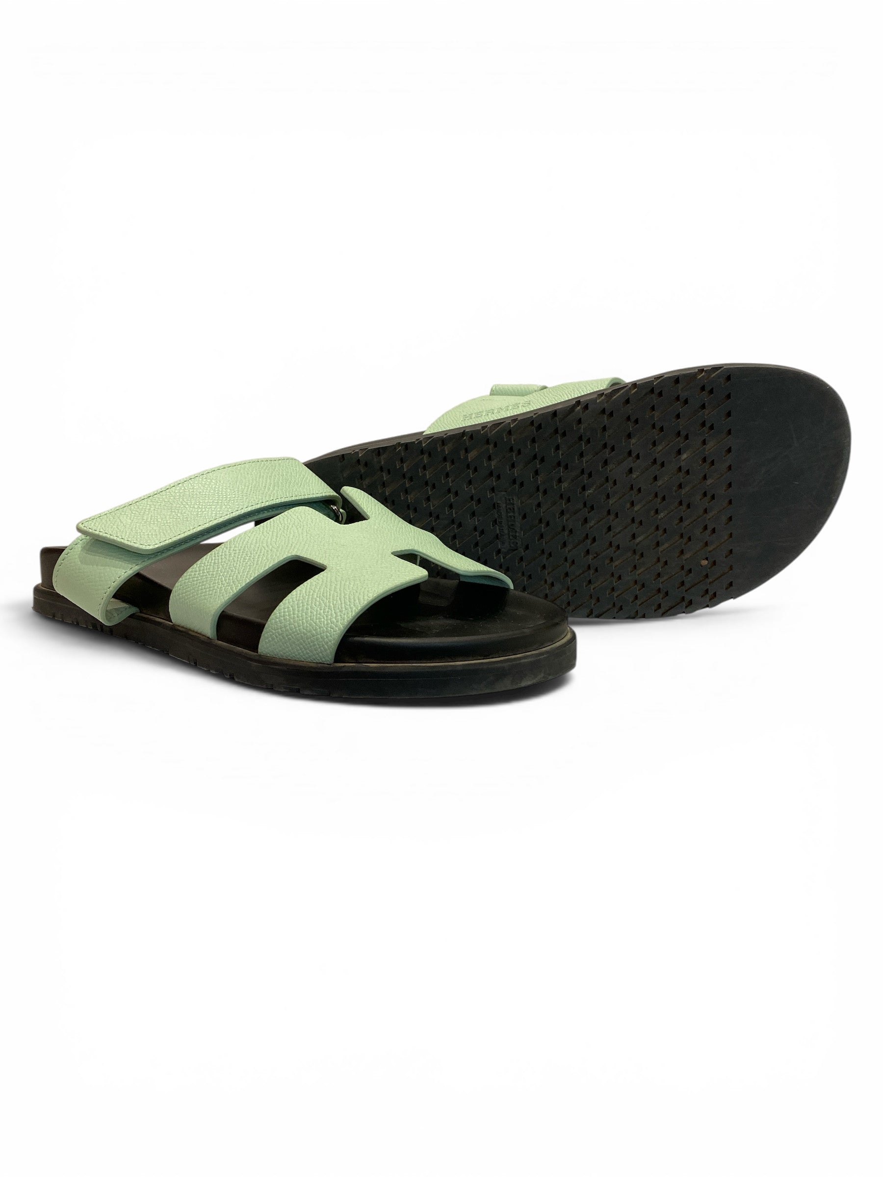 Hermès Chypre Sandals Vert Jade Epsom | Ultimate Luxury Comfort – Size 40.5