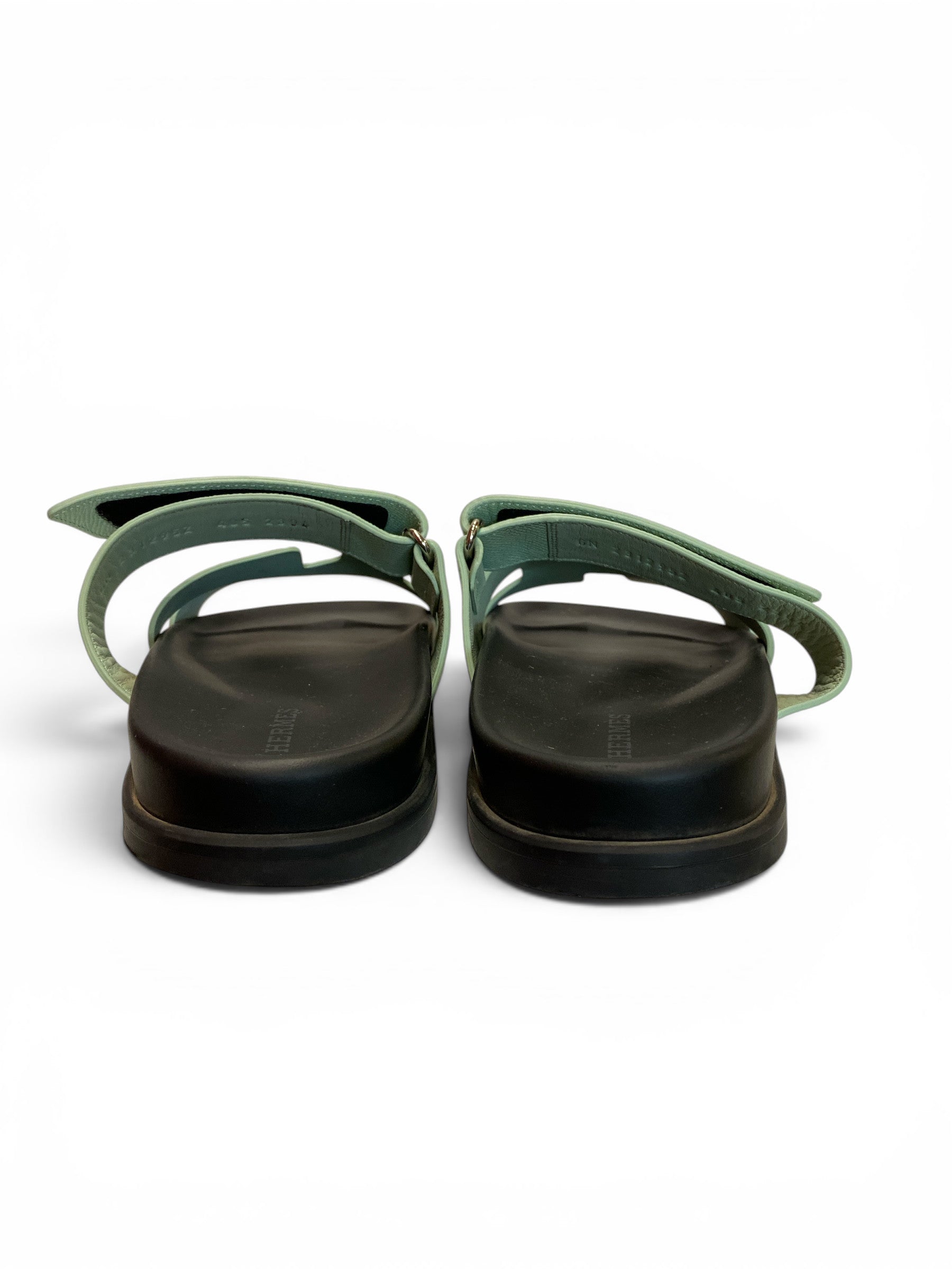 Hermès Chypre Sandals Vert Jade Epsom | Ultimate Luxury Comfort – Size 40.5