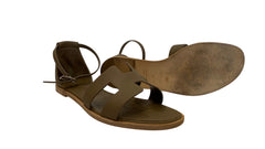 Hermès Σανδάλια Σαντορίνη Από Δέρμα Epsom Etoupe H Cut-Out - Μέγεθος 38