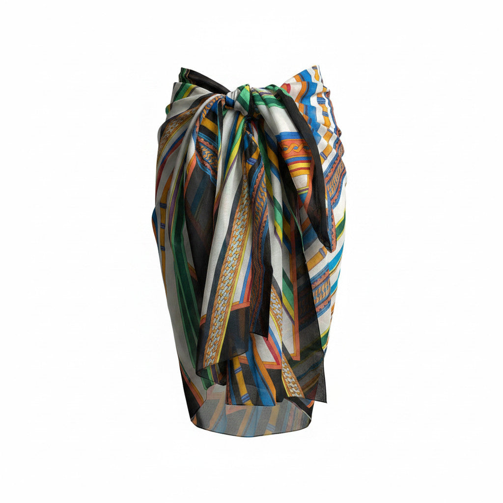 Hermès Silk Pareo Scarf Multicolor Wrap Beach Cover-Up