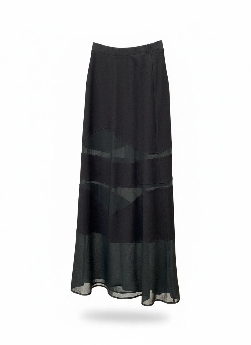 Ioanna Kourbela Black Sheer Panel Maxi Skirt - Size Small