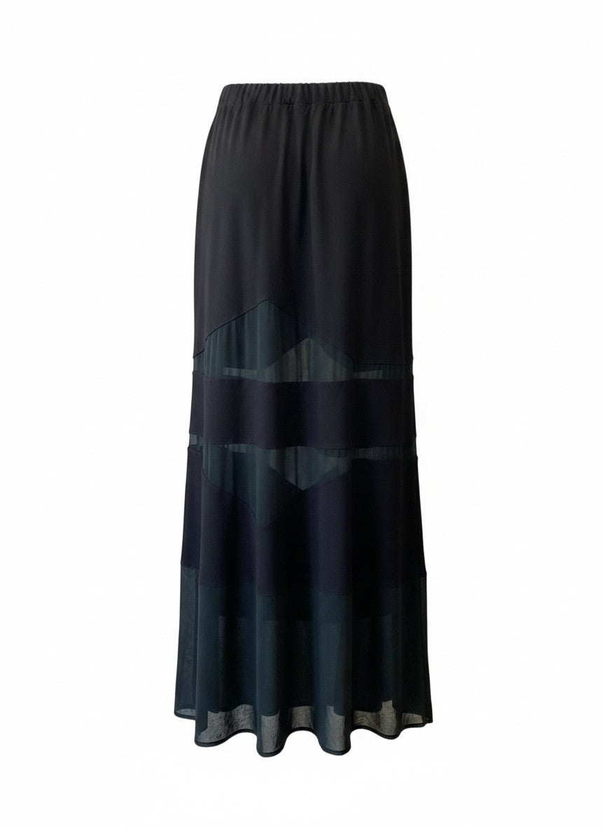 Ioanna Kourbela Black Sheer Panel Maxi Skirt - Size Small