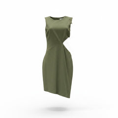 Max Azria Olive Green Asymmetric Cut-Out Dress – Size S
