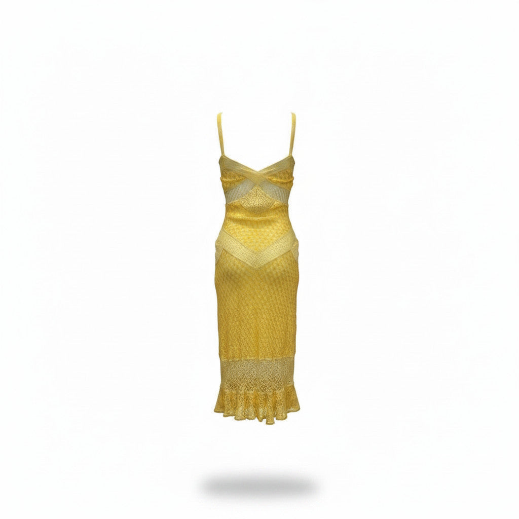 Missoni Yellow Knit Bodycon Dress - Size 42