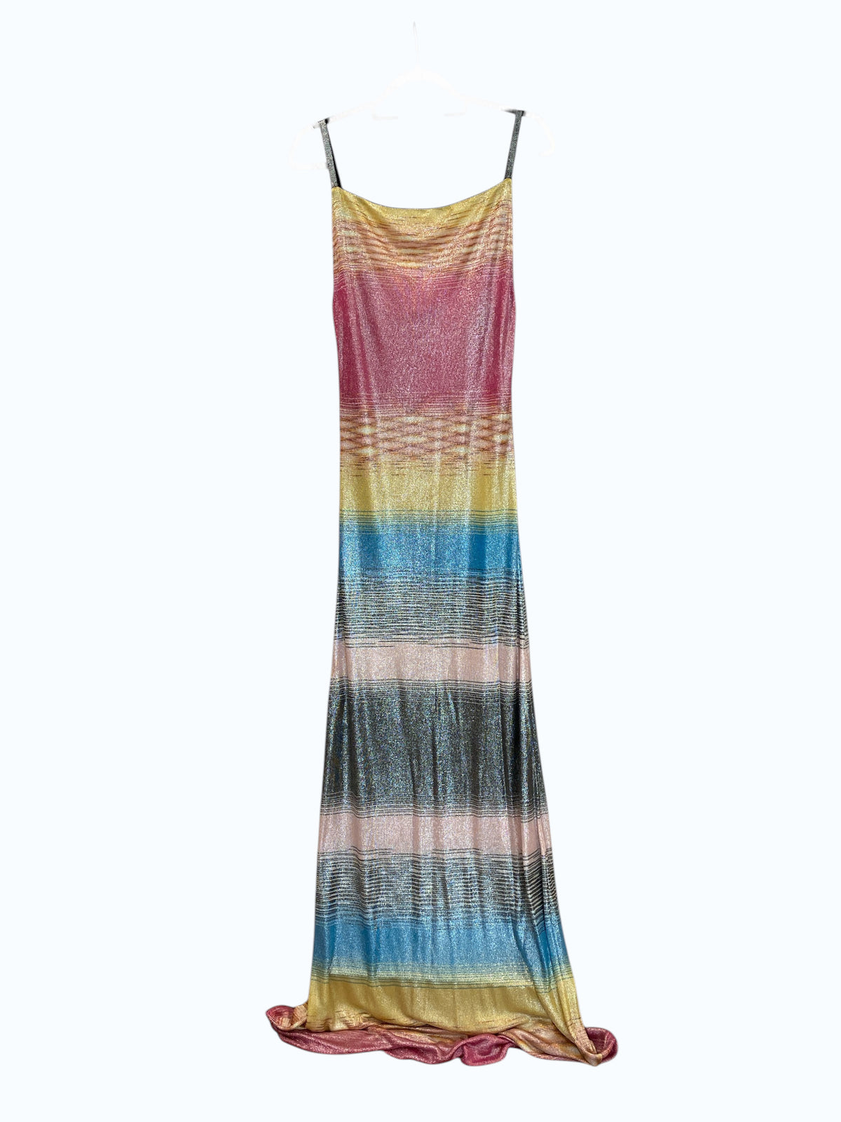 Missoni Πολύχρωμο Μάξι Φόρεμα από Λαμπερή Πλέξη με Μεταλλική Ρίγα - Μέγεθος 48