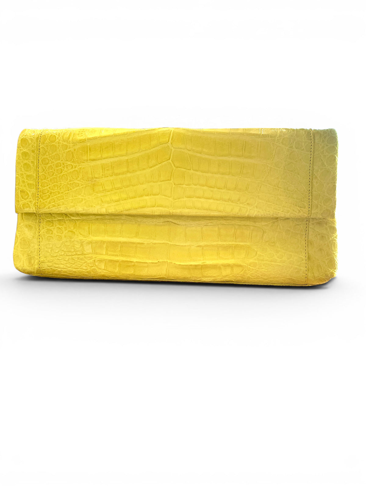 Nancy Gonzalez Yellow Crocodile Flap Clutch