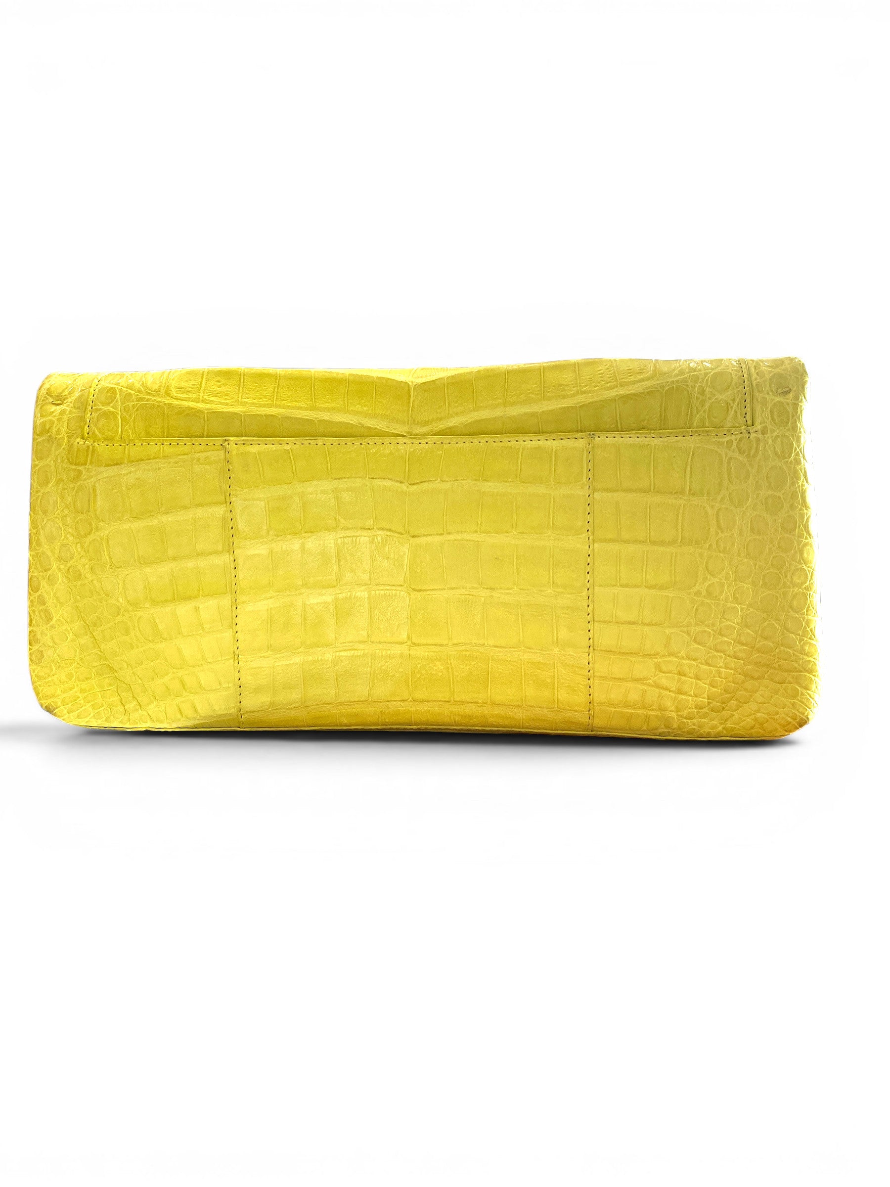 Nancy Gonzalez Yellow Crocodile Flap Clutch