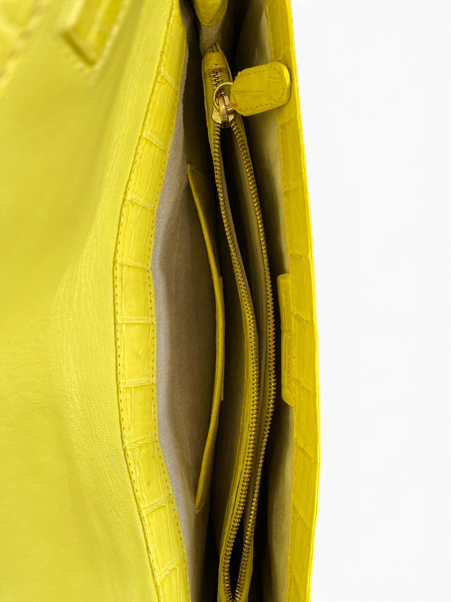 Nancy Gonzalez Yellow Crocodile Flap Clutch
