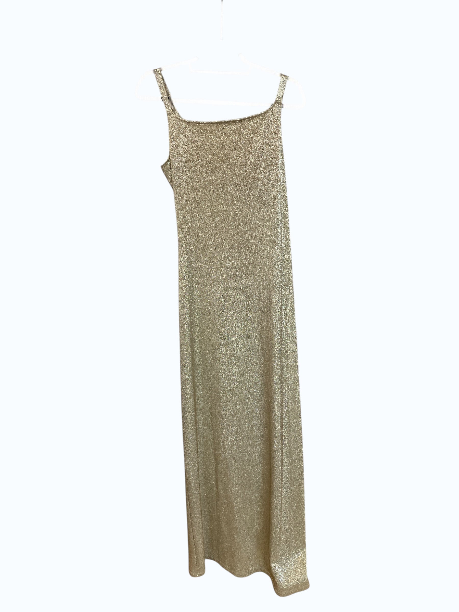 Paco Rabanne Gold Metallic Draped Dress Sleeveless Button Detail - Size 40