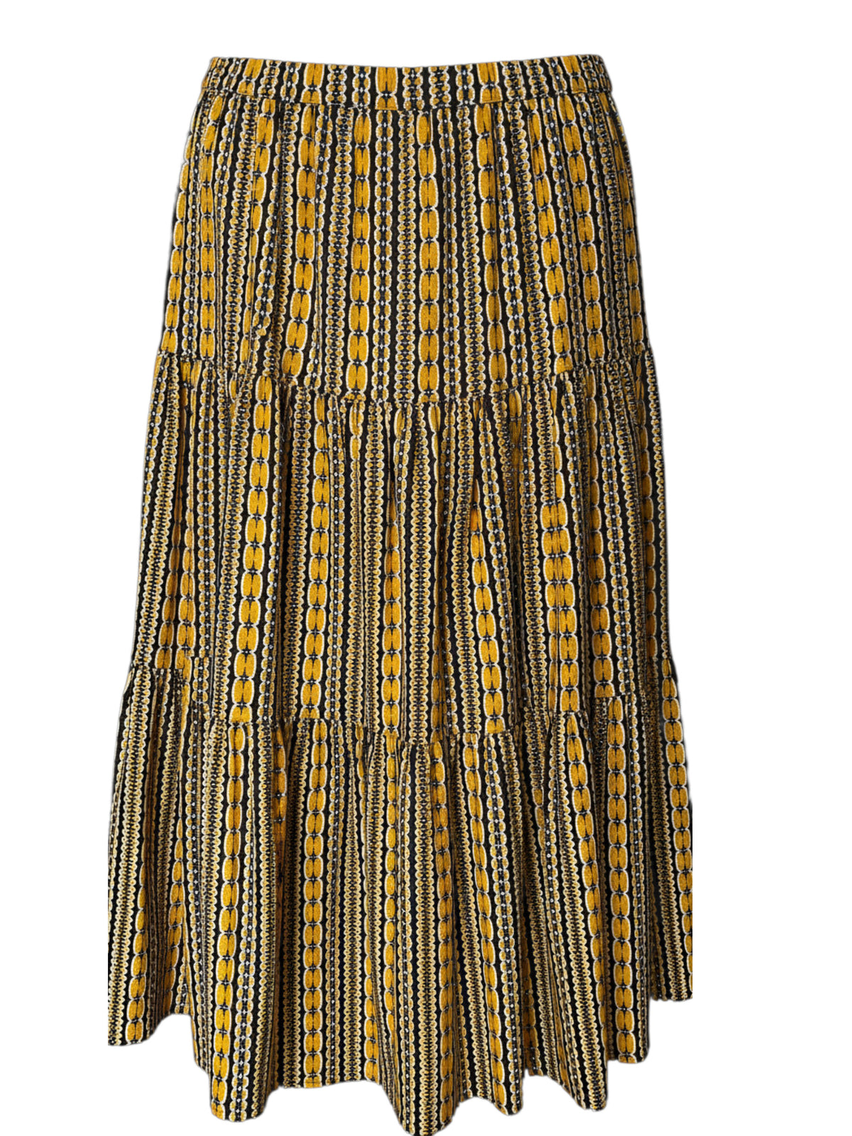 Paolita Yellow & Brown Printed Skirt – Size Medium