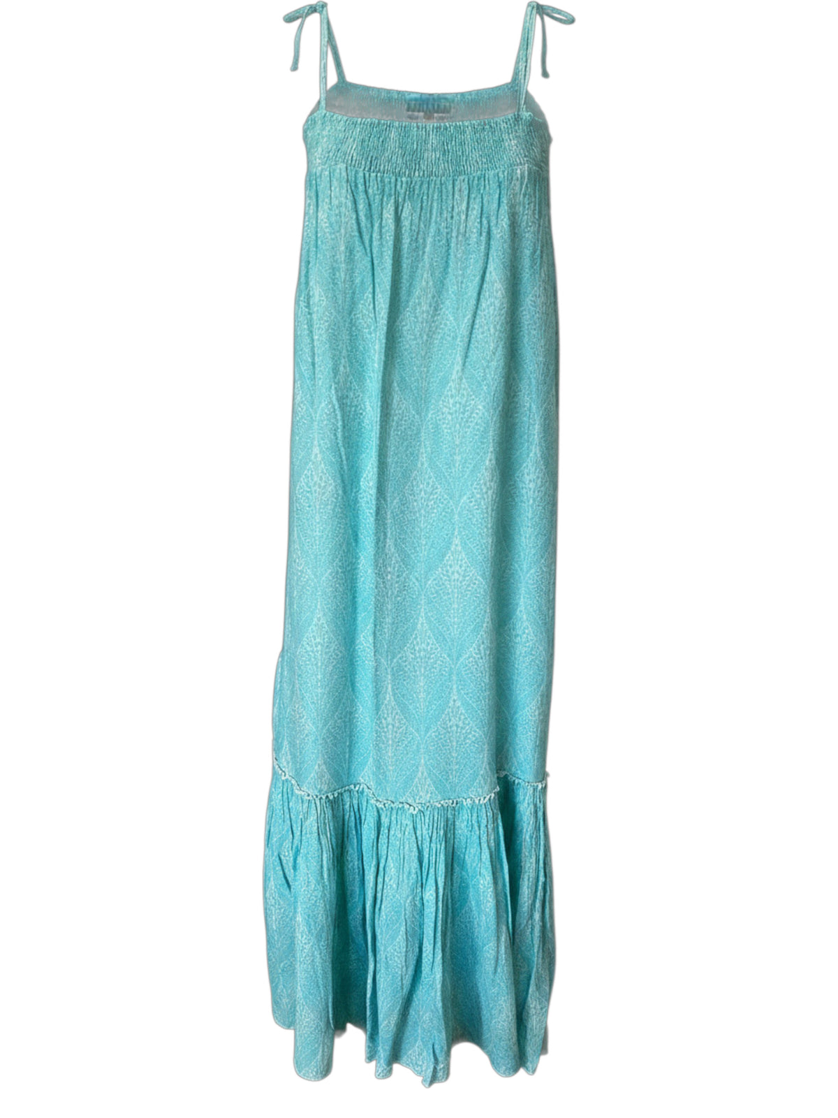 Pearl & Caviar White & Turquoise Maxi Dress – Size M/L