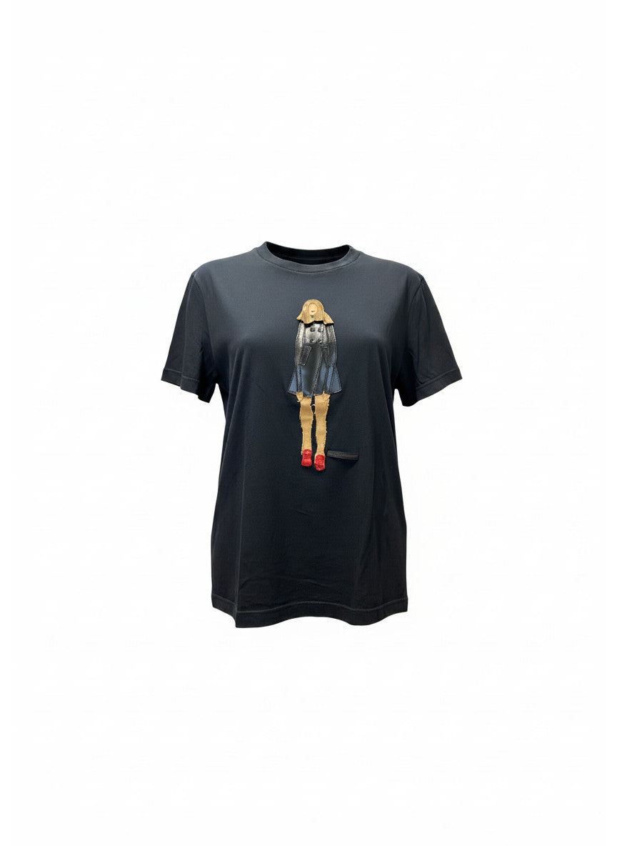 Prada Illustrated Graphic T-Shirt Black – Size M | Iconic Contemporary Piece