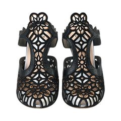 Fendi Black Flower Patterned Heels