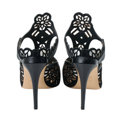 Fendi Black Flower Patterned Heels