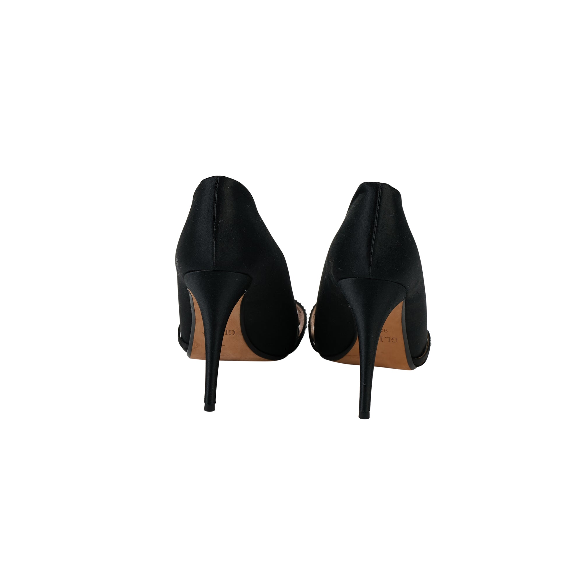 Glint Black Satin & Swarovski Heels