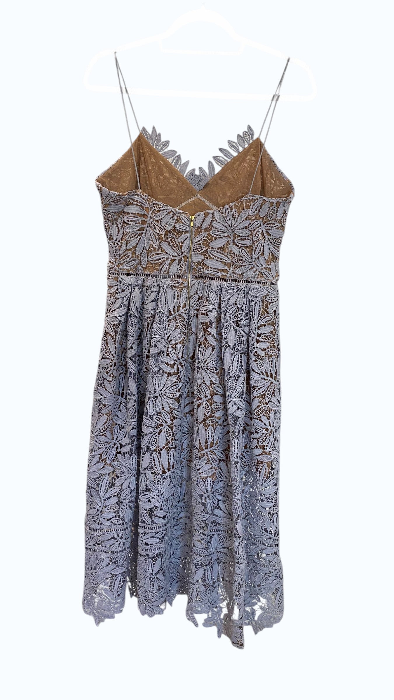 Self Portrait Lilac Guipure Lace Midi Dress Romantic Structured Fit - Size US 10