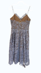 Self Portrait Lilac Guipure Lace Midi Dress Romantic Structured Fit - Size US 10