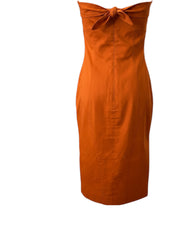 Valentino Garavani Strapless Structured Midi Dress in Brick – Size 42