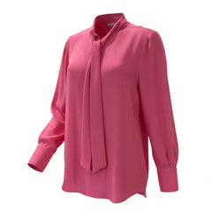 Valentino Garavani Fuchsia Silk Tie Neck Blouse - Size 48