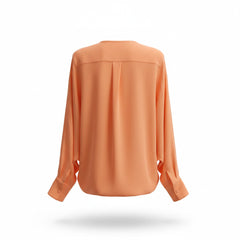 Blusa de seda Valentino con plumas, lazo al cuello y tono salmón rosa