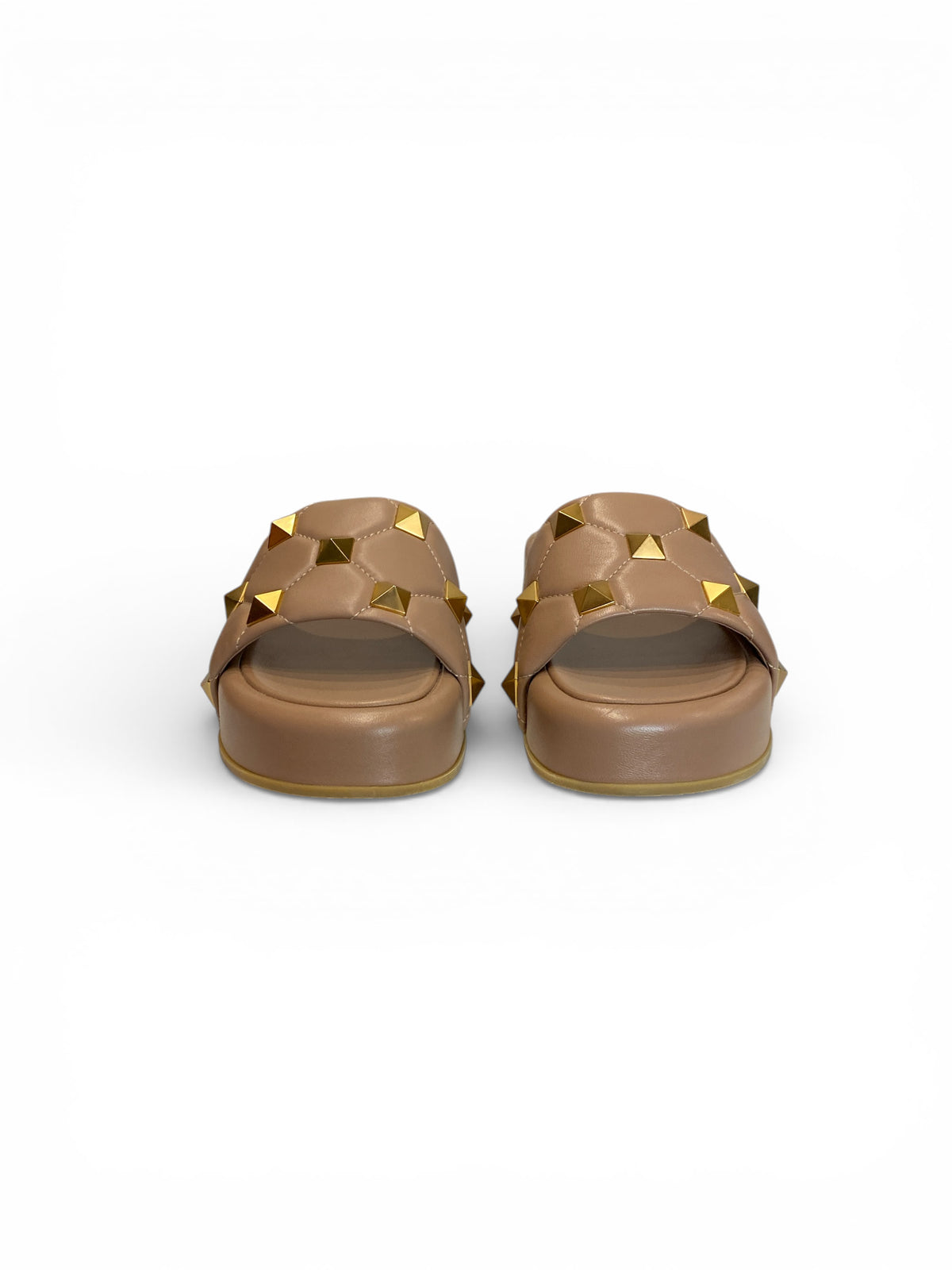 Valentino Garavani Roman Stud Quilted Leather Slides - Size 39