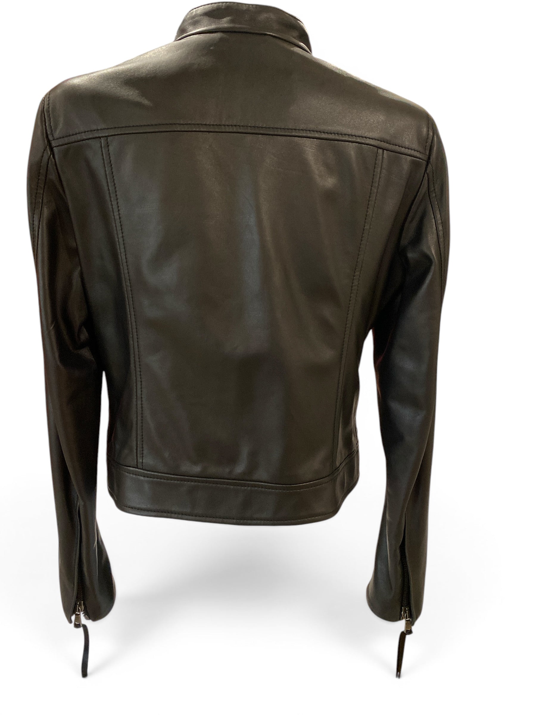 Valentino Garavani Black Floral Embroidered Leather Jacket - Size 12