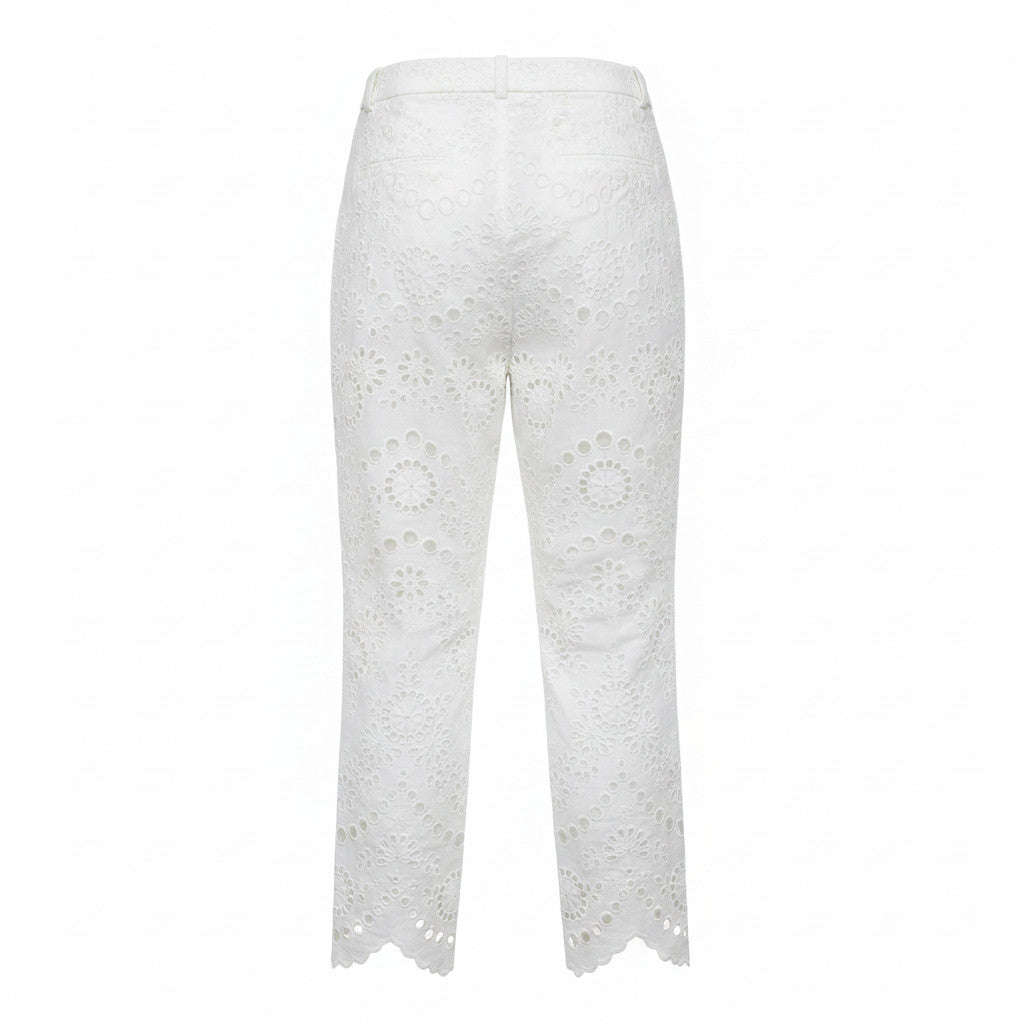 Pantalones Zimmermann blancos de broderie inglesa, bordado de encaje - Talla 0