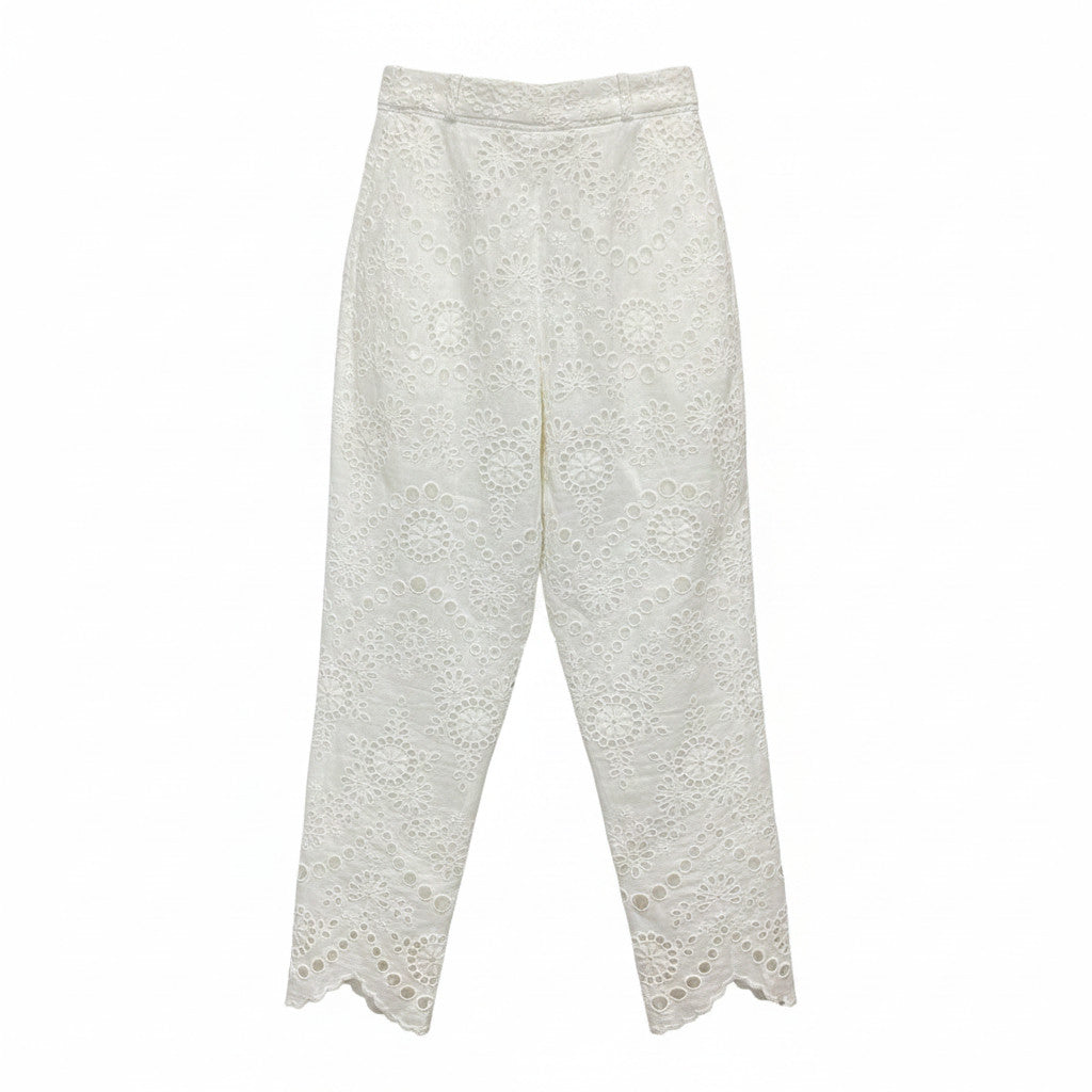 Pantalones Zimmermann blancos de broderie inglesa, bordado de encaje - Talla 0